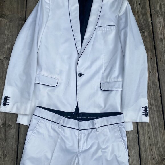 Dolce & Gabbana White Tuxedo Suit Jacket Wedding Suit & Pants Size 44R Size 36W - Picture 8 of 16